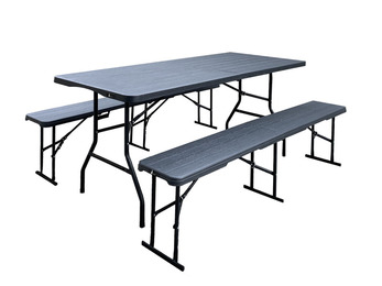 MESA CONJUNTO PIQUENIQUE BANGUÊ POLI PRETO 1800*740MM 